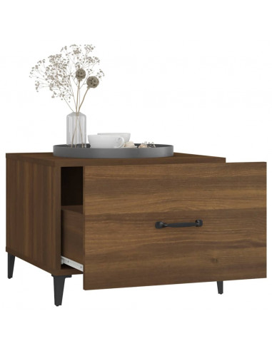 Tavolini Salotto Gambe in Metallo 2pz Rovere Marrone 50x50x40cm