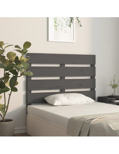 Testiera per Letto Grigia 100x3x80 cm in Legno Massello di Pino