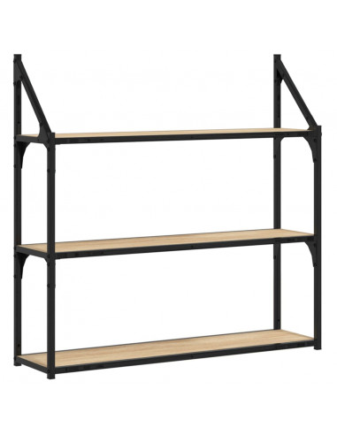 Scaffale Parete 3Ripiani Rovere Sonoma 80x21x78,5cm Multistrato