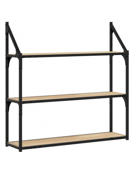 Scaffale Parete 3Ripiani Rovere Sonoma 80x21x78,5cm Multistrato