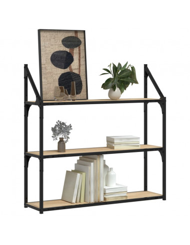 Scaffale Parete 3Ripiani Rovere Sonoma 80x21x78,5cm Multistrato