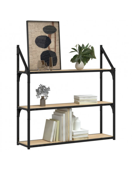 Scaffale Parete 3Ripiani Rovere Sonoma 80x21x78,5cm Multistrato