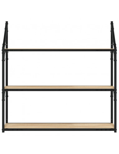 Scaffale Parete 3Ripiani Rovere Sonoma 80x21x78,5cm Multistrato