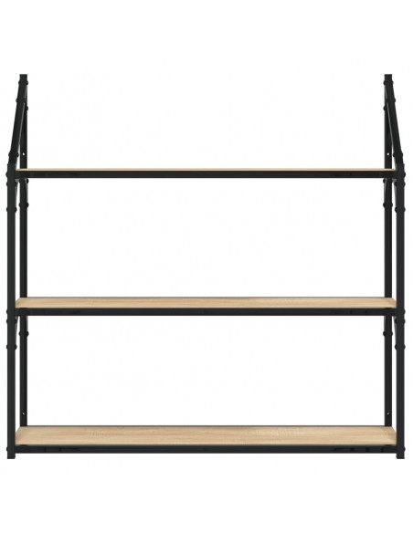 Scaffale Parete 3Ripiani Rovere Sonoma 80x21x78,5cm Multistrato