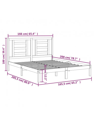 Giroletto Bianco in Legno Massello di Pino 160x200 cm