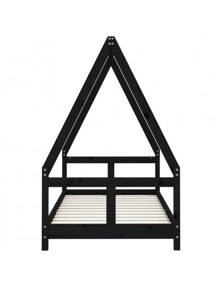 Giroletto per Bambini Nero 80x160 cm in Legno Massello di Pino