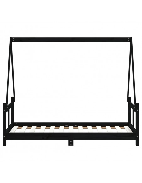 Giroletto per Bambini Nero 80x160 cm in Legno Massello di Pino