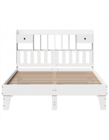 Letto senza Materasso Bianco 150x200 cm Legno Massello di Pino