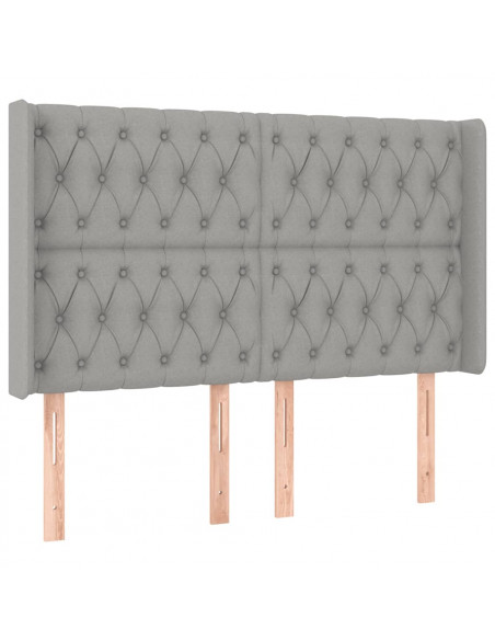 Testiera a LED Grigio Chiaro 147x16x118/128 cm in Tessuto