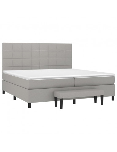 Giroletto a Molle con Materasso Grigio Chiaro 200x200cm Tessuto