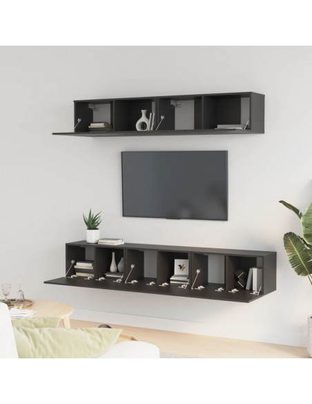 Set di Mobili Porta TV 5 pz Nero in Legno Multistrato