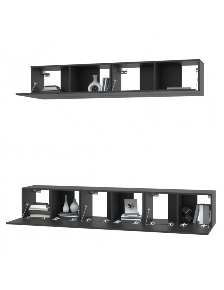 Set di Mobili Porta TV 5 pz Nero in Legno Multistrato