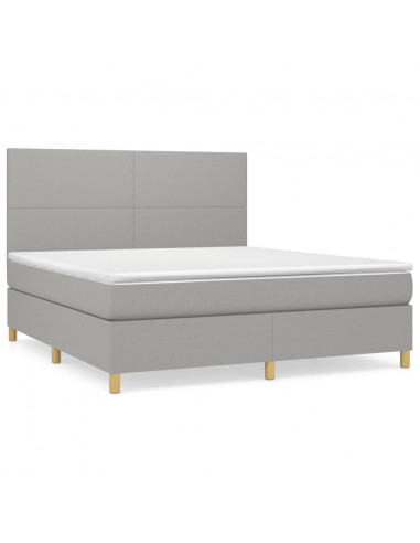 Giroletto a Molle con Materasso Grigio Chiaro160x200 cm Tessuto