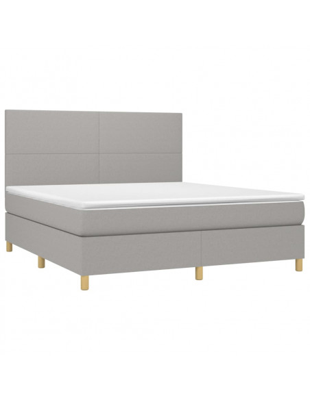 Giroletto a Molle con Materasso Grigio Chiaro160x200 cm Tessuto