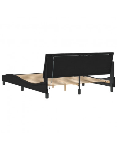 Giroletto con Luci LED Nero 160x200 cm in Velluto