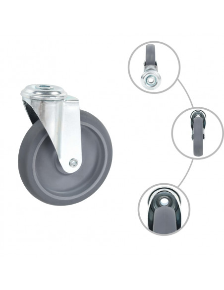 Ruote Girevoli con Foro per Bulloni 4 pz 125 mm