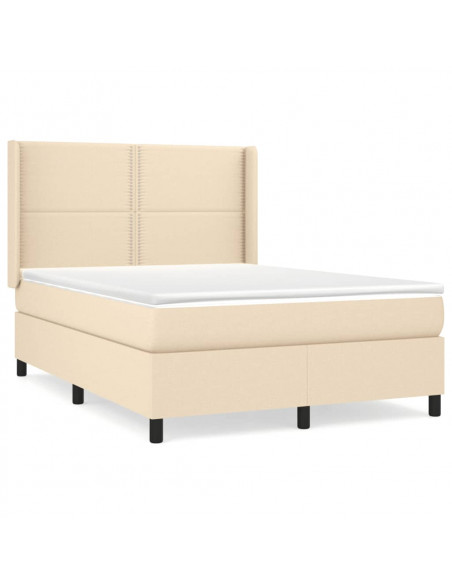 Giroletto a Molle con Materasso Crema 140x19 cm in Tessuto