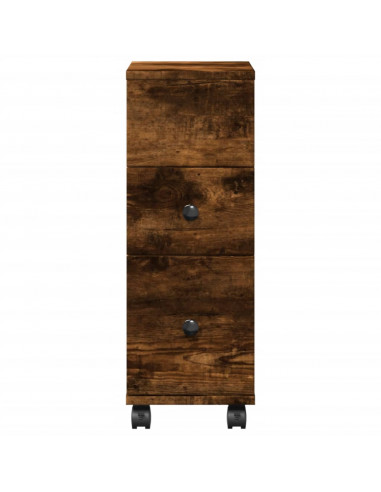 Mobile da Bagno Stretto con Ruote Rovere Fumo in Truciolato