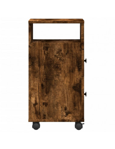 Mobile da Bagno Stretto con Ruote Rovere Fumo in Truciolato