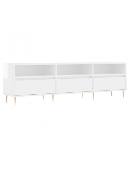 Mobile Porta TV Bianco Lucido 150x30x44,5 cm Legno Multistrato