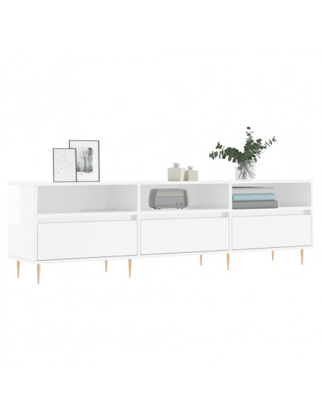Mobile Porta TV Bianco Lucido 150x30x44,5 cm Legno Multistrato