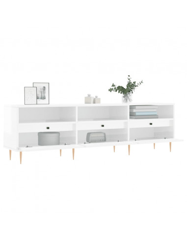 Mobile Porta TV Bianco Lucido 150x30x44,5 cm Legno Multistrato