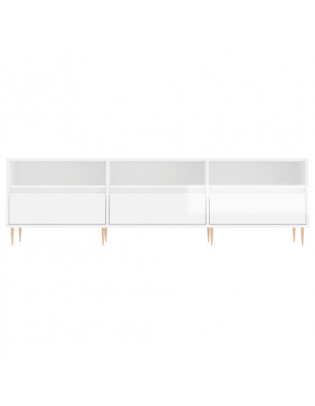 Mobile Porta TV Bianco Lucido 150x30x44,5 cm Legno Multistrato
