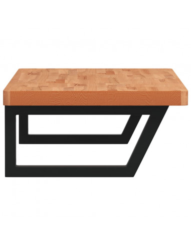 Ripiano a Parete per Lavabo in Acciaio e Massello di Faggio