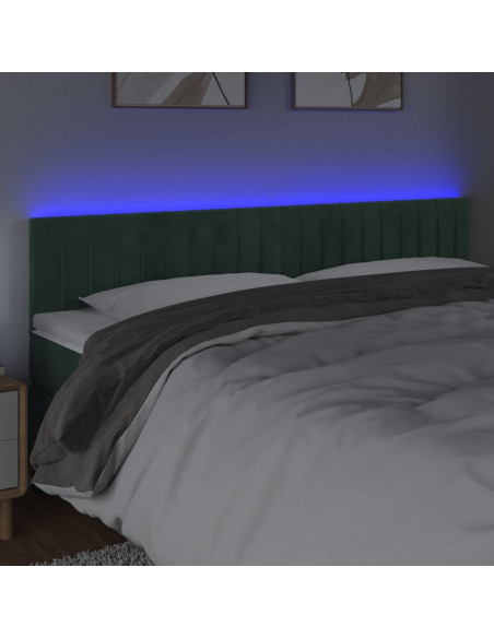 Testiera a LED Verde Scuro 200x5x78/88 cm in Velluto