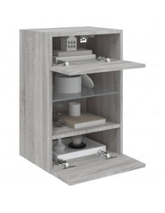 Mobile TV a Parete con Luci LED Grigio Sonoma 40x30x60,5 cm 2