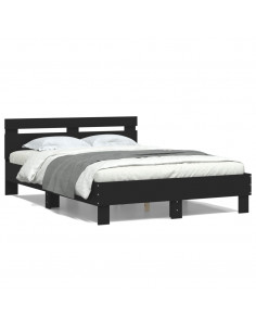 Giroletto con Testiera Nero 135x190 cm in Legno Multistrato 2