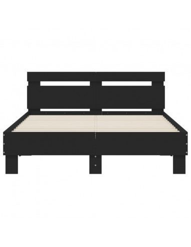 Giroletto con Testiera Nero 135x190 cm in Legno Multistrato