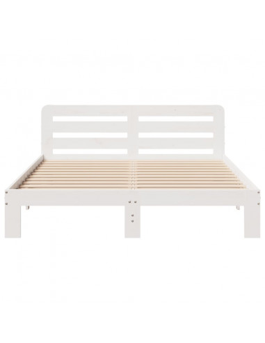 Letto senza Materasso Bianco 135x190 cm Legno Massello di Pino