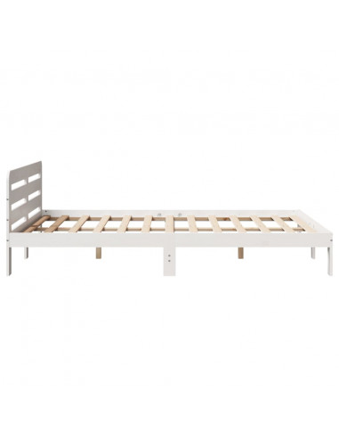 Letto senza Materasso Bianco 135x190 cm Legno Massello di Pino
