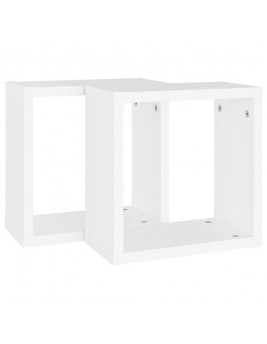 Mensole Parete a Cubo 2 pz Bianche 30x15x30cm