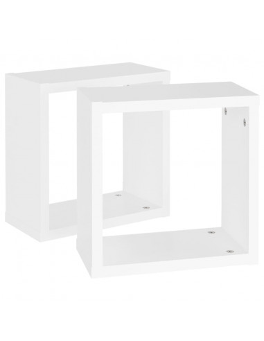 Mensole Parete a Cubo 2 pz Bianche 30x15x30cm