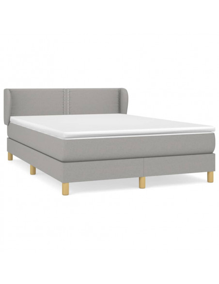 Giroletto a Molle con Materasso Grigio Chiaro 140x190cm Tessuto
