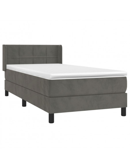 Giroletto a Molle con Materasso Grigio Scuro 80x200 cm Velluto