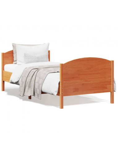 Giroletto con Testiera Marrone Cera 100x200 cm Massello Pino