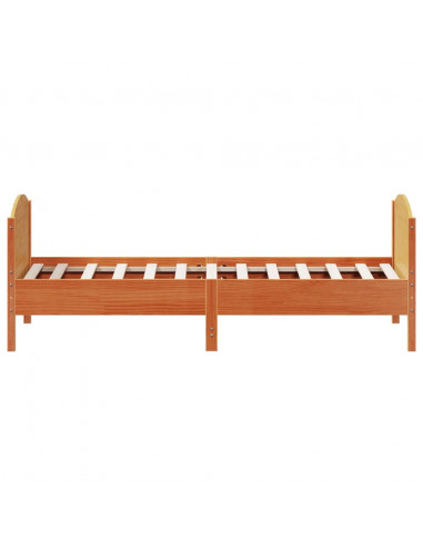 Giroletto con Testiera Marrone Cera 100x200 cm Massello Pino