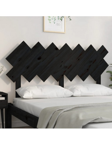 Testiera per Letto Nera 141x3x80,5 cm in Legno Massello di Pino