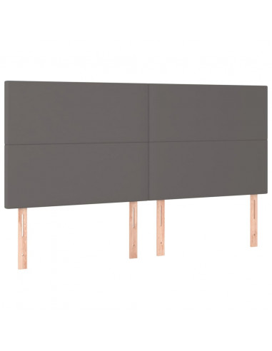 Giroletto con Testiera Grigio 160x200 cm in Similpelle