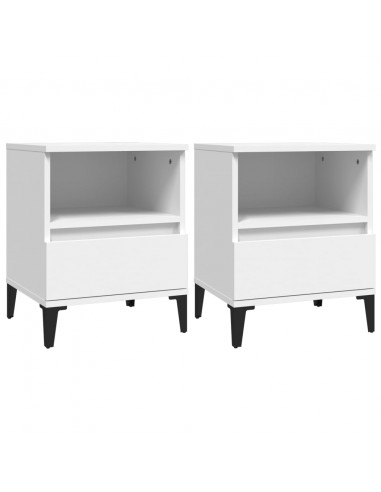 Comodini 2 pz in Bianco 40x35x50 cm