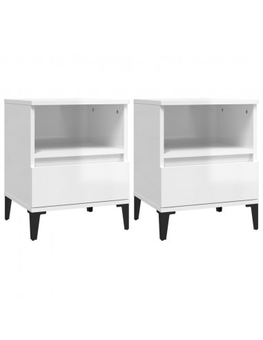 Comodini 2 pz in Bianco Lucido 40x35x50 cm
