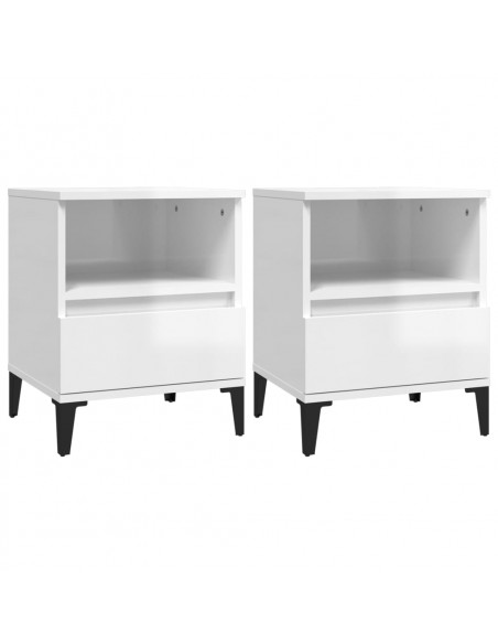 Comodini 2 pz in Bianco Lucido 40x35x50 cm