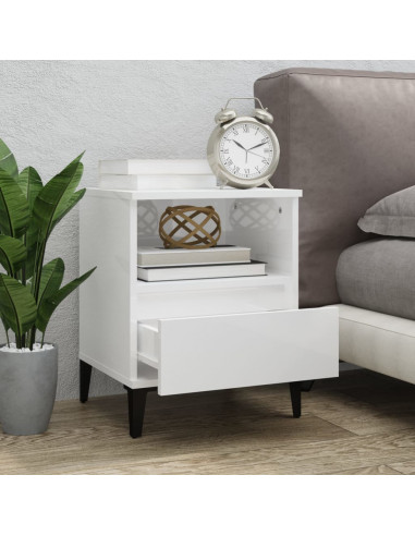 Comodini 2 pz in Bianco Lucido 40x35x50 cm