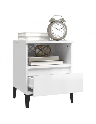 Comodini 2 pz in Bianco Lucido 40x35x50 cm