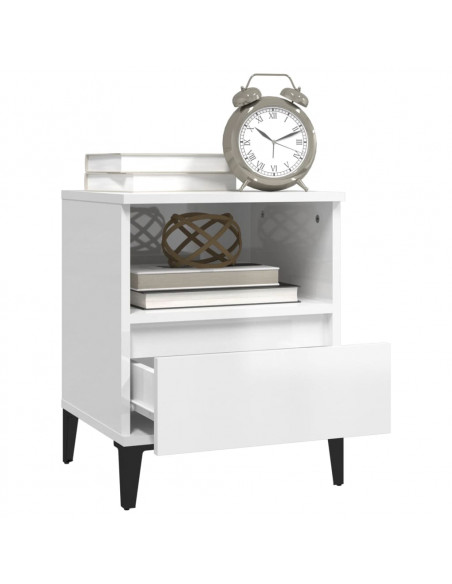 Comodini 2 pz in Bianco Lucido 40x35x50 cm