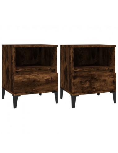 Comodini 2pz Rovere Fumo 40x35x50 cm
