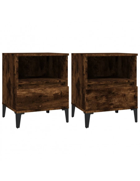 Comodini 2pz Rovere Fumo 40x35x50 cm